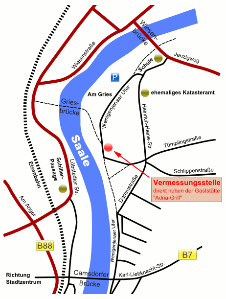 Lageplan Vermessungsstelle Feil - Wenigenjenaer Ufer 13, 07749 Jena